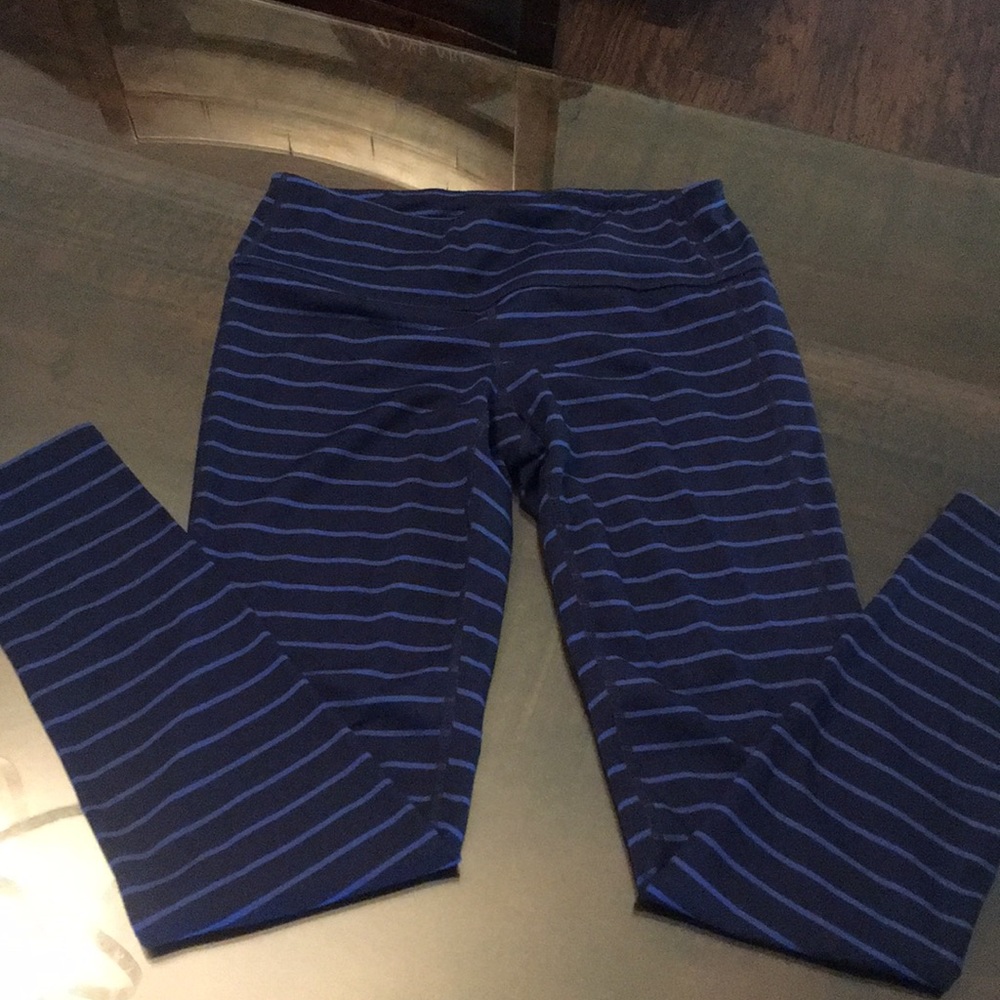 Athleta leggings navy and blue stripe